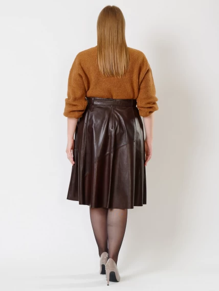 Кожаная расклешенная юбка из натуральной кожи 01рс, коричневая, размер 40, артикул 85131-1