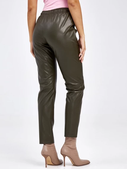 Женские кожаные брюки из экокожи 4616637, хаки, размер 44, артикул 85650-3