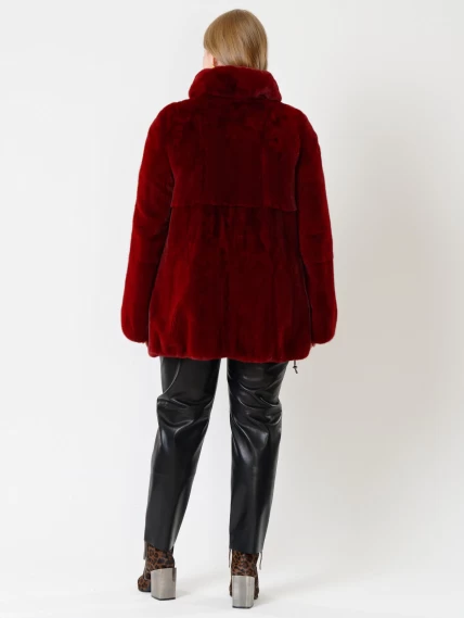 Куртка из меха норки женская 217(в), бордовая, размер 52, артикул 31790-4