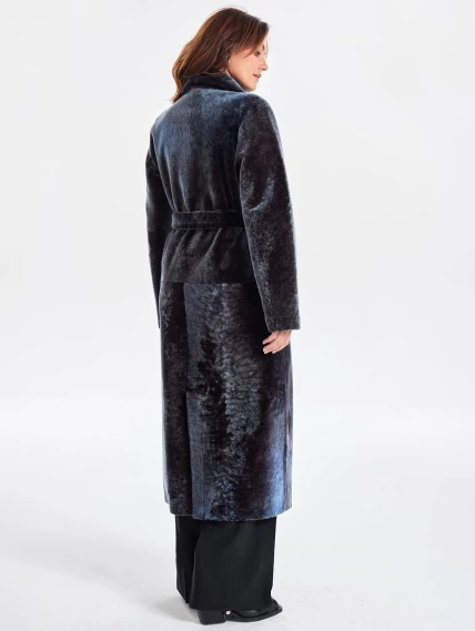 Длинное двустороннее женское пальто из астрагана с поясом премиум класса 2048, баклажановое, размер 48, артикул 63310-4