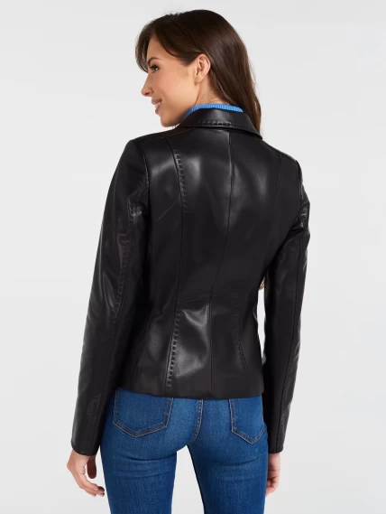 Кожаный женский пиджак 316рс, черный, размер 46, артикул 90500-3