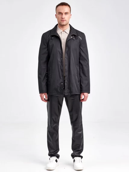 Мужская текстильная куртка с кожаными отделками 07209, черный, размер 48, артикул 40950-1