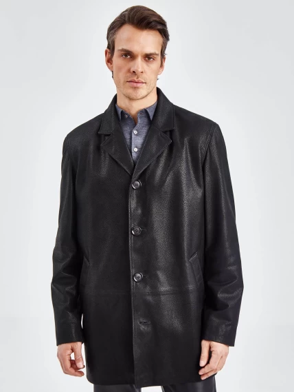 Кожаный пиджак мужской 21/1, черный DS, размер 48, артикул 29040-5