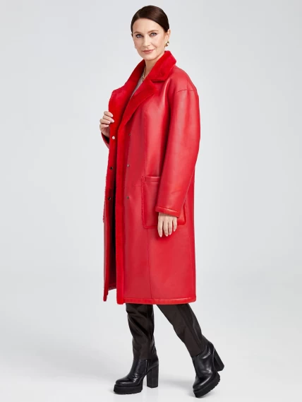Длинное женское пальто оверсайз премиум класса 2002, красное, размер 46, артикул 63850-3