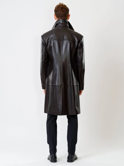 Двубортный мужской кожаный плащ премиум класса Чикаго, коричневый, размер 46, артикул 28500-4