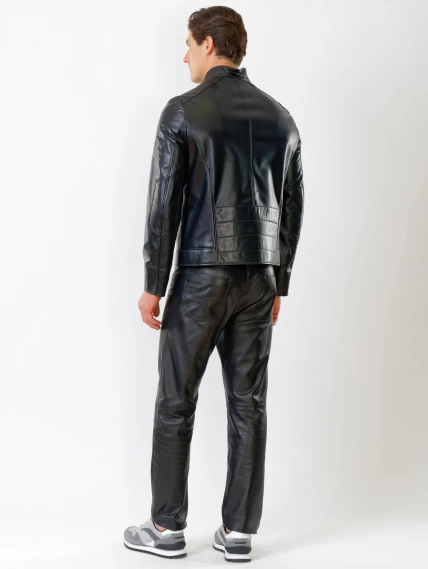 Кожаный комплект мужской: Куртка 506о + Брюки 01, черный, размер 48, артикул 140050-2