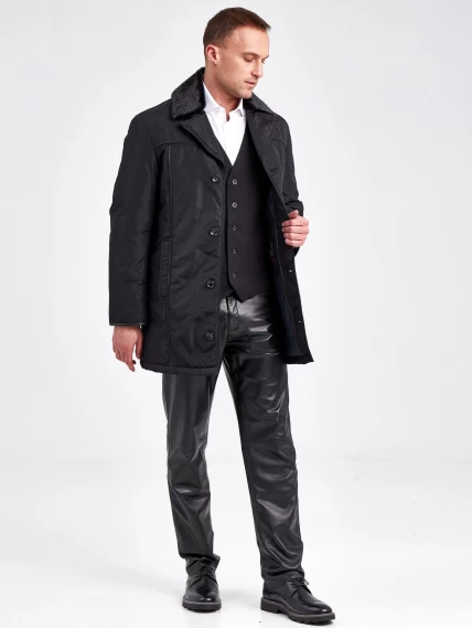 Текстильная зимняя куртка с воротником меха нерпы мужчин Belpasso, черная, размер 48, артикул 40920-1