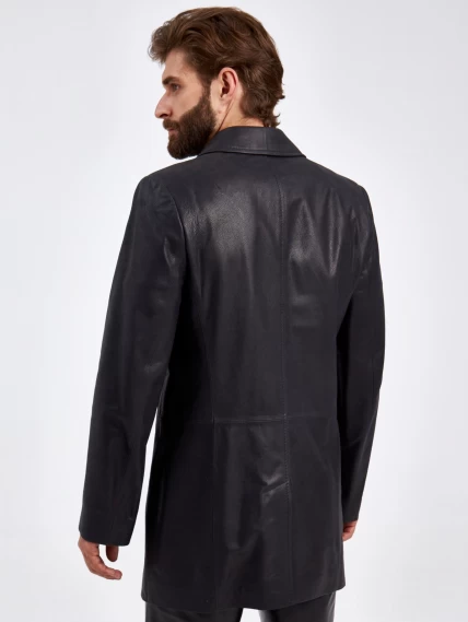 Короткая кожаная куртка мужская 2010-13(в), черная, размер 50, артикул 29170-6