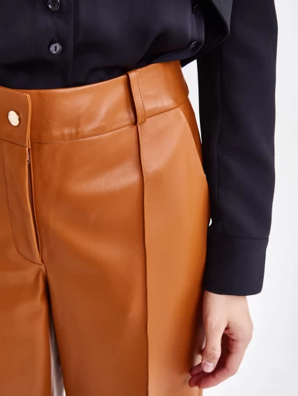 Женские кожаные брюки со стрелкой из натуральной кожи премиум класса 08, виски, размер 46, артикул 85911-2