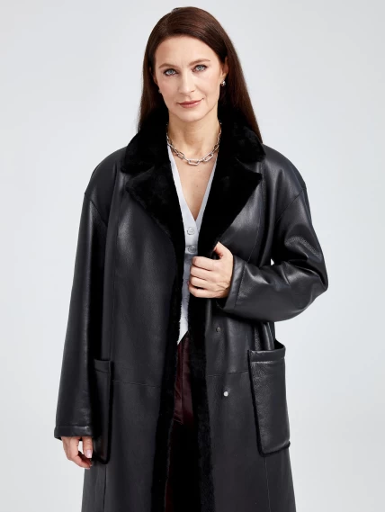 Длинное женское пальто оверсайз премиум класса 2002, черное, размер 50, артикул 62380-4