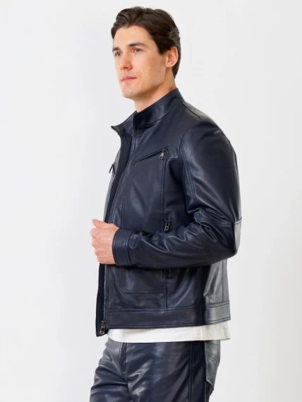 Кожаный комплект мужской: Куртка 507 + Брюки 01, синий, р. 48, артикул 140060-5