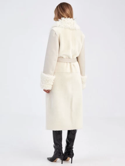 Модное женское пальто из меховой овчины с воротником тиградо премиум класса 2031, белое, размер 44, артикул 63930-5