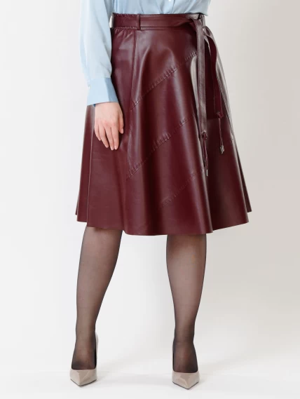 Кожаная расклешенная юбка из натуральной кожи 01рс, бордовая, размер 42, артикул 85441-4