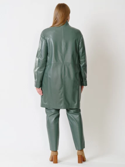 Кожаное пальто женское 378, оливковое, размер 50, артикул 91252-4
