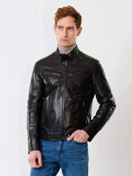 Кожаная куртка мужская 546, черная, размер 50, артикул 28520-5