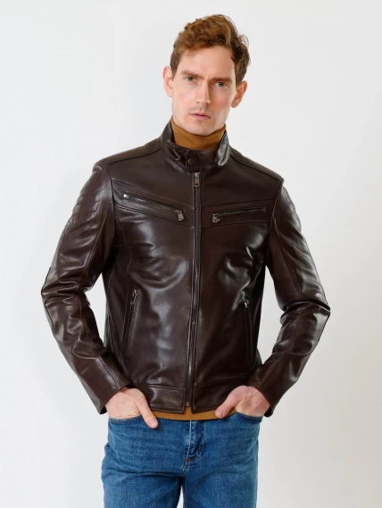 Кожаная куртка мужская 546, коричневая, размер 50, артикул 28460-6