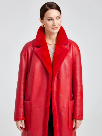 Длинное женское пальто оверсайз премиум класса 2002, красное, размер 46, артикул 63850-6