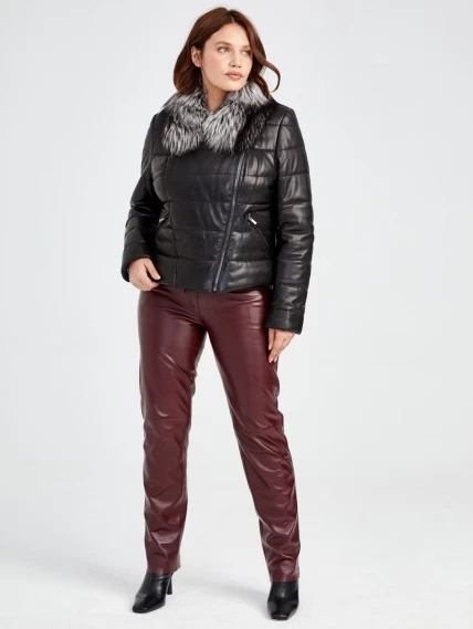 Демисезонный комплект женский: Куртка утепленная 706Т + Брюки 02, черный/бордовый, размер 42, артикул 111205-1