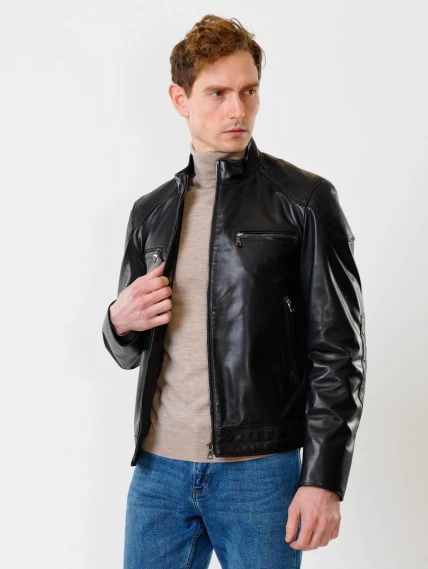 Кожаная куртка мужская 545, черная, размер 54, артикул 28370-5