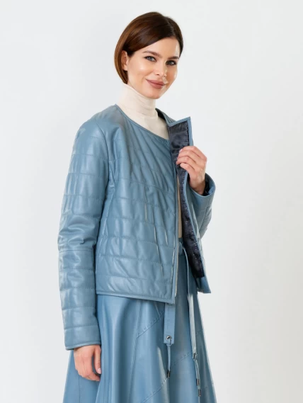 Демисезонный комплект женский: Куртка утепленная 306 + Юбка с поясом 01рс, голубой, размер 46, артикул 111165-4