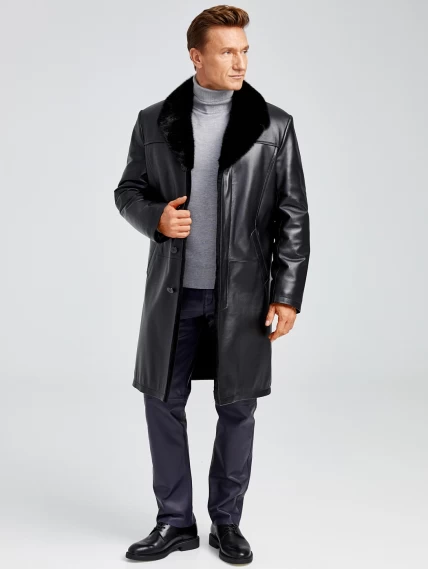 Зимний комплект мужской: Пальто утепленное 533мех + Брюки 01, черный/синий, размер 48, артикул 140290-1