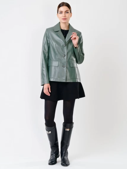Женский кожаный пиджак 3007, оливковый, размер 46, артикул 90711-3