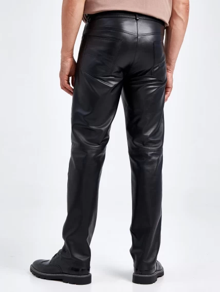Мужские брюки из натуральной кожи премиум класса 01, черные, размер 48, артикул 120011-6