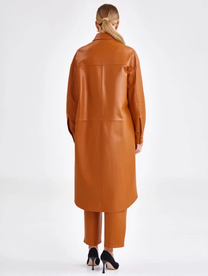 Кожаное женское платье рубашка из натуральной кожи премиум класса 04, виски, размер 44, артикул 23191-6