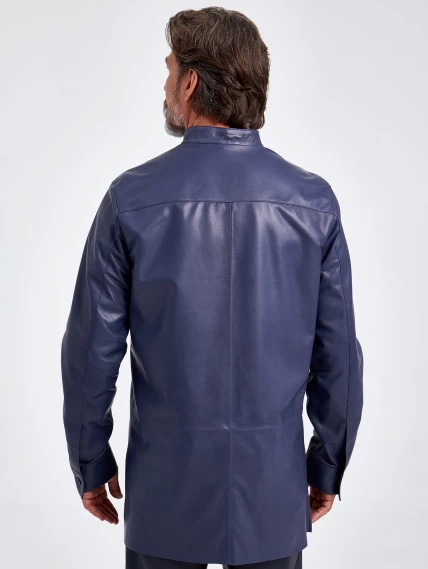 Рубашка из натуральной кожи премиум класса для мужчин 01, синяя, размер 48, артикул 130011-6