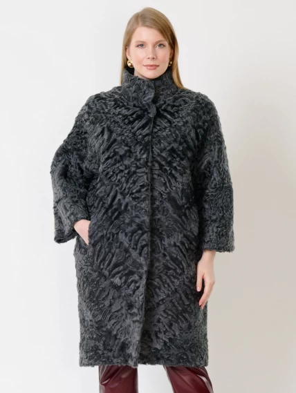 Зимний комплект женский: Шуба из каракуля 17106д + Брюки 02, серый/бордовый, размер 52, артикул 111371-5