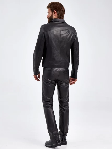 Короткая мужская кожаная куртка 2010-9, черная, размер 46, артикул 29250-6