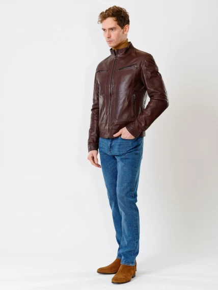 Кожаная куртка мужская 507, коричневая, размер 48, артикул 28420-3