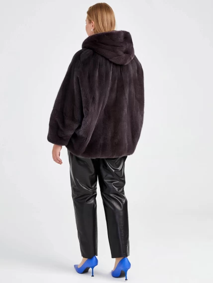 Демисезонный комплект женский: Куртка из меха норки 18111(к) + Брюки 02, фиолетовый/черный, размер 50, артикул 111285-4