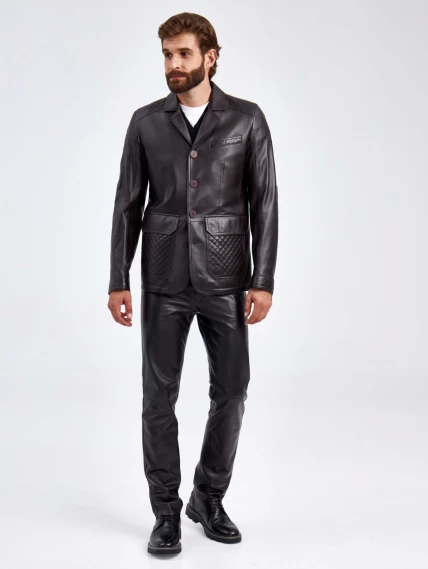 Кожаный пиджак мужской 530, коричневый, размер 50, артикул 29120-5