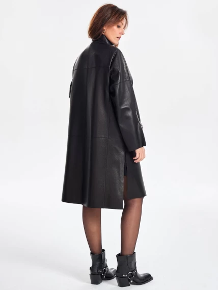 Модное женское кожаное пальто на молнии премиум класса 3041, черное, размер 46, артикул 63400-3