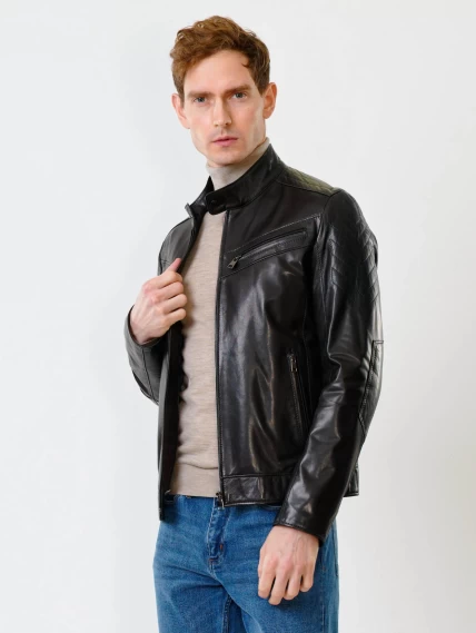 Кожаная куртка мужская 546, черная, размер 50, артикул 28520-2