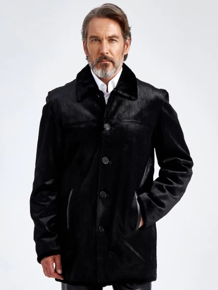 Мужская меховая куртка из меха канадской нерпы премиум класса VE-7885, черная, размер 48, артикул 40790-6