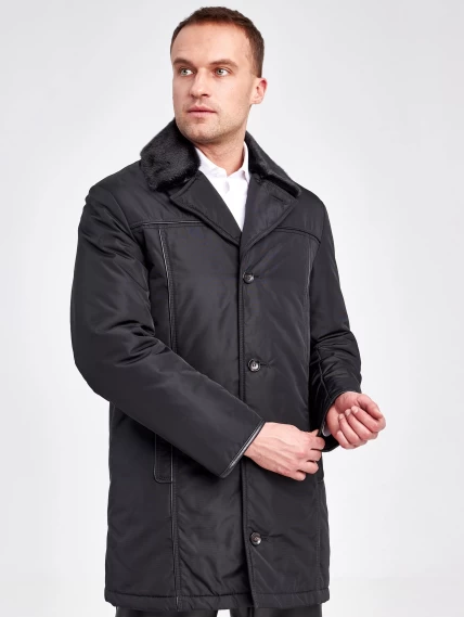 Текстильная зимняя куртка с воротником меха нерпы мужчин Belpasso, черная, размер 48, артикул 40920-0
