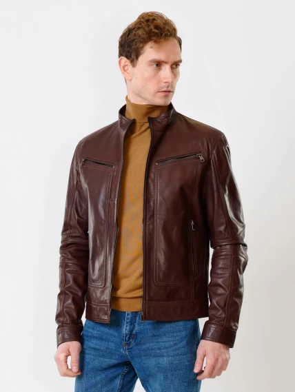 Кожаная куртка мужская 507, коричневая, размер 48, артикул 28420-1