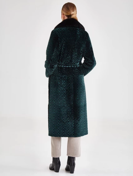 Двустороннее женское пальто с воротником из меха норки премиум класса 2003, зеленое, размер 46, артикул 25480-6