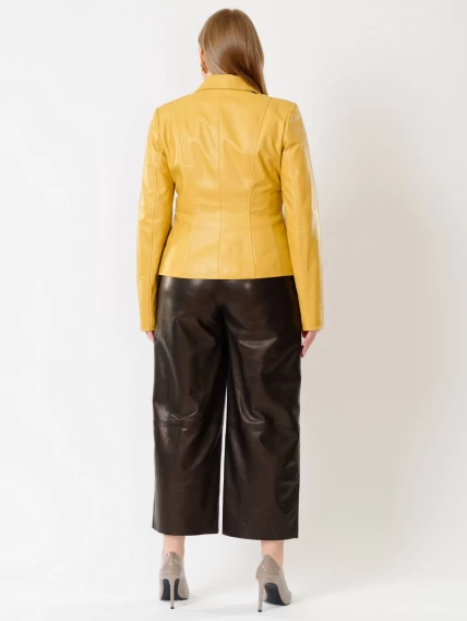 Кожаный женский пиджак 316рс, желтый, размер 44, артикул 91232-5
