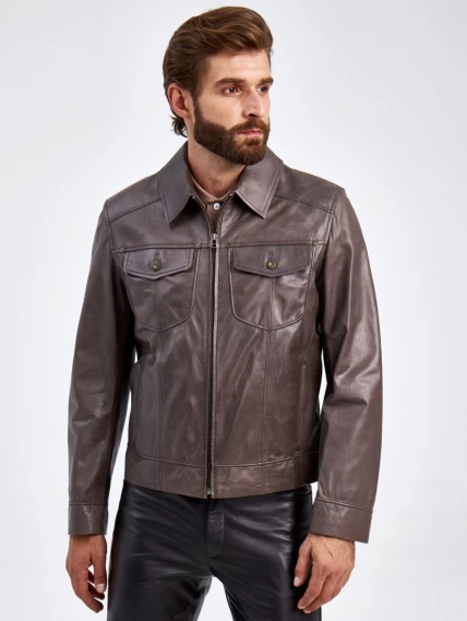 Короткая кожаная мужская куртка Ray, серая, размер 48, артикул 29290-0