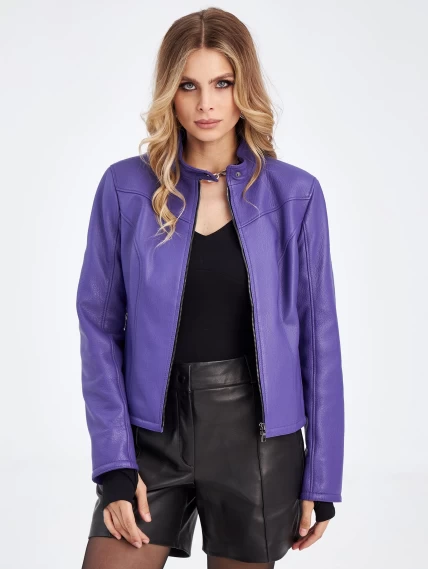 Женская кожаная куртка премиум класса 3045, фиолетовая, размер 50, артикул 23300-0
