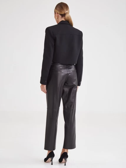 Женские кожаные брюки со стрелкой из натуральной кожи премиум класса 08, черные, размер 46, артикул 85921-2