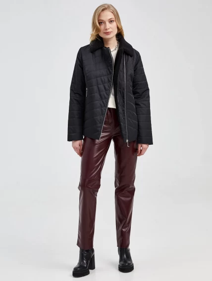 Текстильная утепленная женская куртка косуха 21130, черная, размер 42, артикул 25000-3