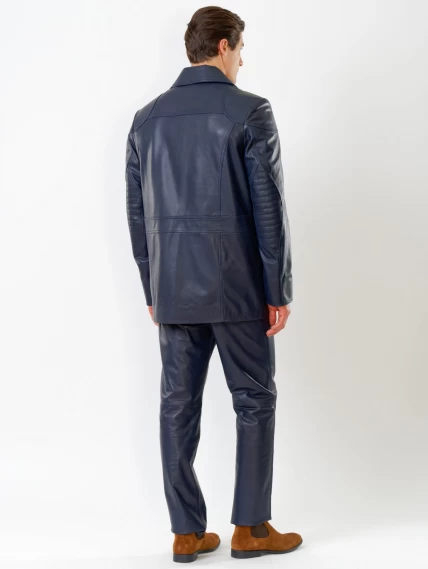 Кожаный комплект мужской: Куртка 549 + Брюки 01, синий, размер 48, артикул 140180-2