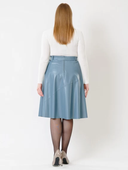 Кожаная расклешенная юбка из натуральной кожи 01рс, голубая, размер 46, артикул 85451-1