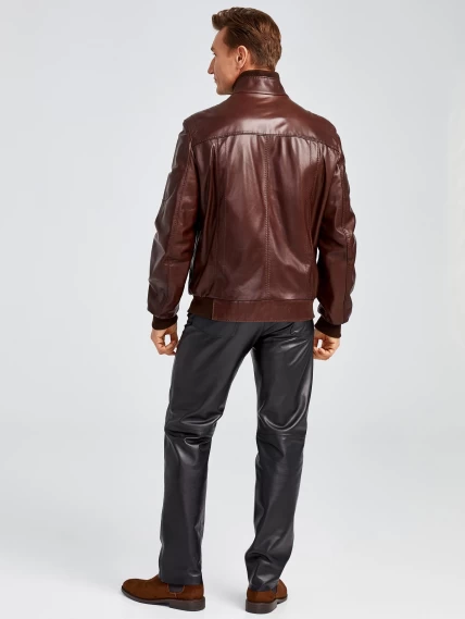Кожаная куртка бомбер мужская премиум класса 521, коньячная, размер 48, артикул 28630-2
