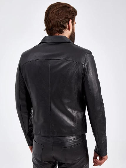 Короткая мужская кожаная куртка 2010-9, черная, размер 46, артикул 29250-7