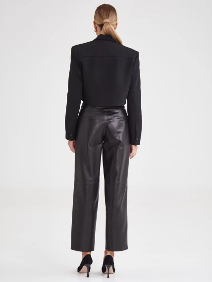 Женские кожаные брюки со стрелкой из натуральной кожи премиум класса 08, черные, размер 46, артикул 85921-3